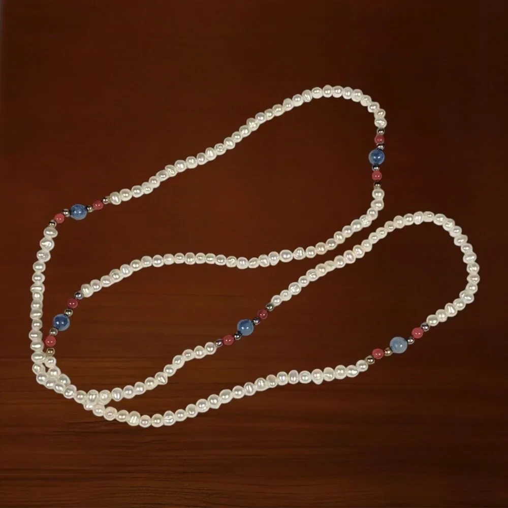 Freshwater Pearl Necklace Single Strand Layering Minimalist Beaded Artisan 28